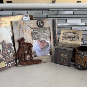Rustic Western Photo Frame with Cowboy Design
